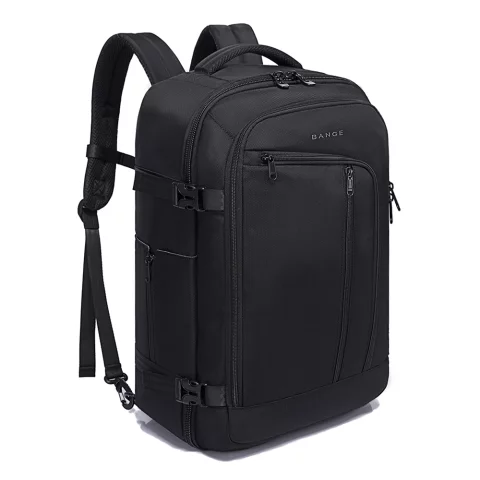 Bange wasserdichter Rucksack für 15,6-Zoll-Laptop, Stadtreisender, 45 x 30 x 16 cm, für Arbeit, Flugzeug, Herren, Damen, mit USB-Anschluss Schwarz