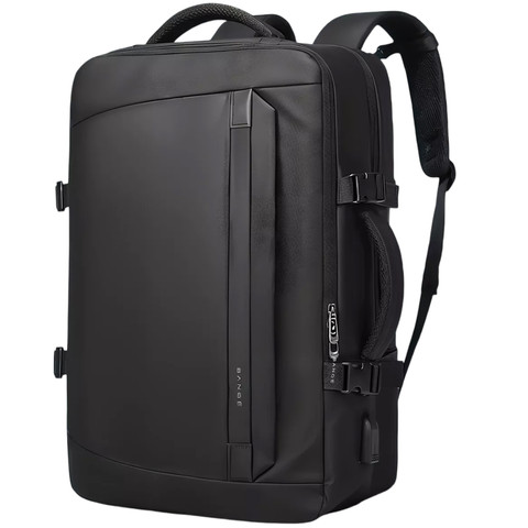 Bange wasserdichter Rucksack, Laptoptasche, 15,6 Zoll, Reisen, 47 x 31 x 20 cm, für Arbeit, Schule, Flugzeug, Herren, Damen, mit USB-Anschluss, Schwarz