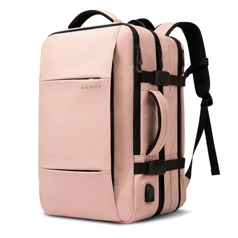 Bange BackPack Travel Backpack Expandable Business Backpack Roomy Bag for 17.3" Laptop with USB Port Pink