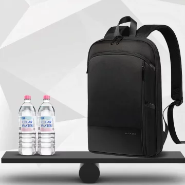 Bange Wasserdichter Rucksack, Laptoptasche, 17 Zoll, Reise, erweiterbar, 49 x 33 x 6 cm, für Arbeit, Schule, Flugzeug, Herren, Damen, Schwarz