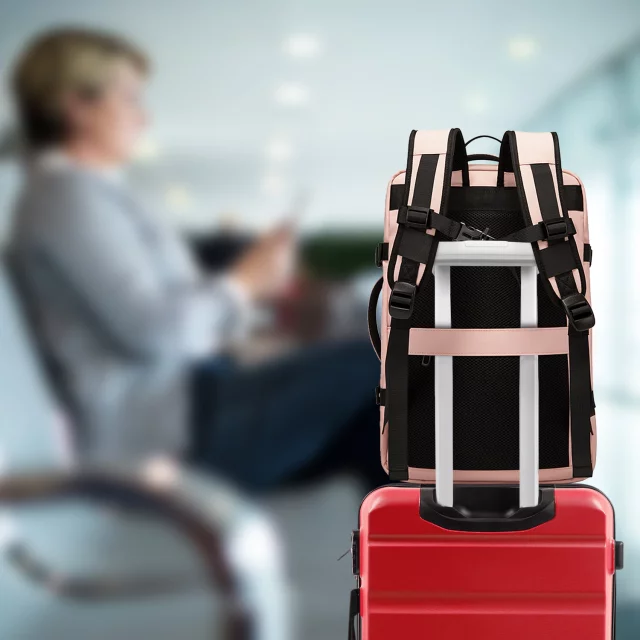 Bange BackPack Travel Backpack Expandable Business Backpack Roomy Bag for 17.3" Laptop with USB Port Pink