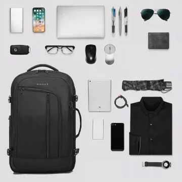 Bange Waterproof Backpack for Laptop 15.6" City Travel 45x30x16 cm for Work Airplane Men's Women's with USB Port Black