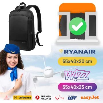 Bange wasserdichter Rucksack für 15,6-Zoll-Laptop, Stadtreisender, 45 x 30 x 16 cm, für Arbeit, Flugzeug, Herren, Damen, mit USB-Anschluss Schwarz