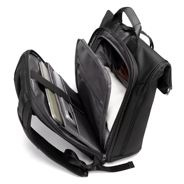 Bange wasserdichter Rucksack für 15,6-Zoll-Laptop, Stadtreisender, 45 x 30 x 16 cm, für Arbeit, Flugzeug, Herren, Damen, mit USB-Anschluss Schwarz