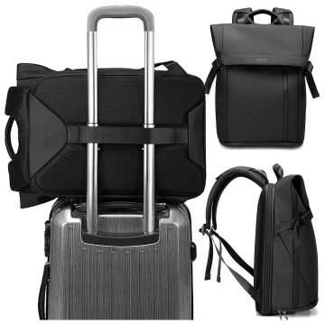 Bange wasserdichter Rucksack für 15,6-Zoll-Laptop, Stadtreisender, 45 x 30 x 16 cm, für Arbeit, Flugzeug, Herren, Damen, mit USB-Anschluss Schwarz