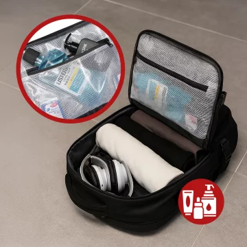 Bange wasserdichter Rucksack für 15,6-Zoll-Laptop, Stadtreisender, 45 x 30 x 16 cm, für Arbeit, Flugzeug, Herren, Damen, mit USB-Anschluss Schwarz