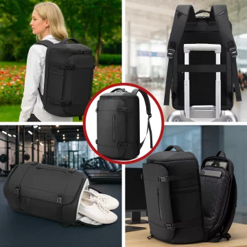 Bange Waterproof Backpack for Laptop 15.6" City Travel 45x30x16 cm for Work Airplane Men's Women's with USB Port Black