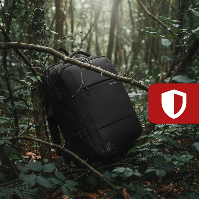 Bange Wasserdichter Laptop-Rucksack für Städtetrips, 46 x 30,5 x 20 cm, erweiterbar für Flugreisen, für Damen und Herren, mit Vakuumfach und Vakuumpumpe, Schwarz