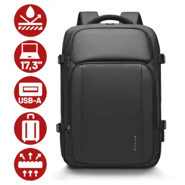 Bange wasserdichter Rucksack für 15,6-Zoll-Laptop, Stadtreisender, 45 x 30 x 16 cm, für Arbeit, Flugzeug, Herren, Damen, mit USB-Anschluss Schwarz