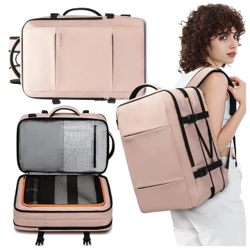 Bange Waterproof Backpack for Laptop 15.6" City Travel 47x31x15-25 cm for Work Airplane Men's Women's with USB Port Pink