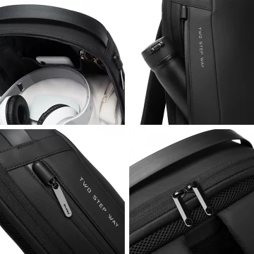 Bange wasserdichter Rucksack für 15,6-Zoll-Laptop, Stadtreisender, 45 x 30 x 16 cm, für Arbeit, Flugzeug, Herren, Damen, mit USB-Anschluss Schwarz