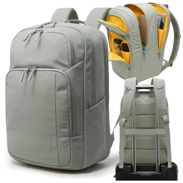 Voděodolný batoh Bange 23L na notebook 16,4" – prostorný a pohodlný, odolný a prodyšný, do města i na cesty, do práce i do letadla, unisex – šedý