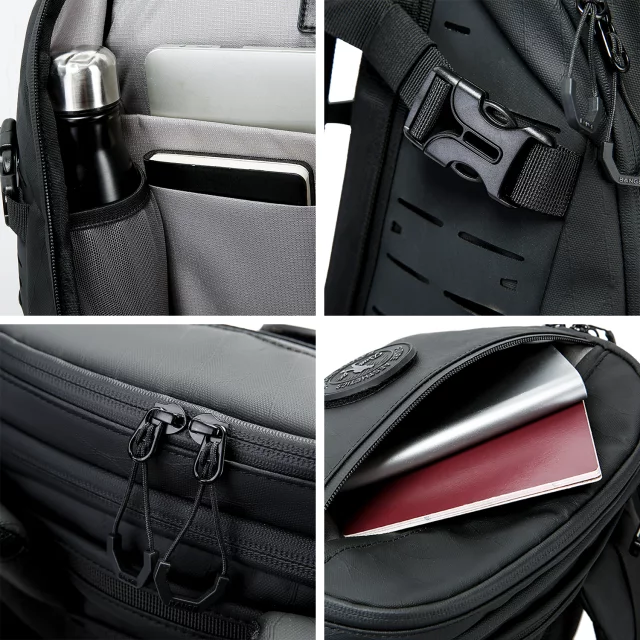 Voděodolný batoh Bange 22L pro notebooky do 15,6" – prostorný a pohodlný, odolný a prodyšný, do města i na cesty, do práce i do letadla, unisex – černý