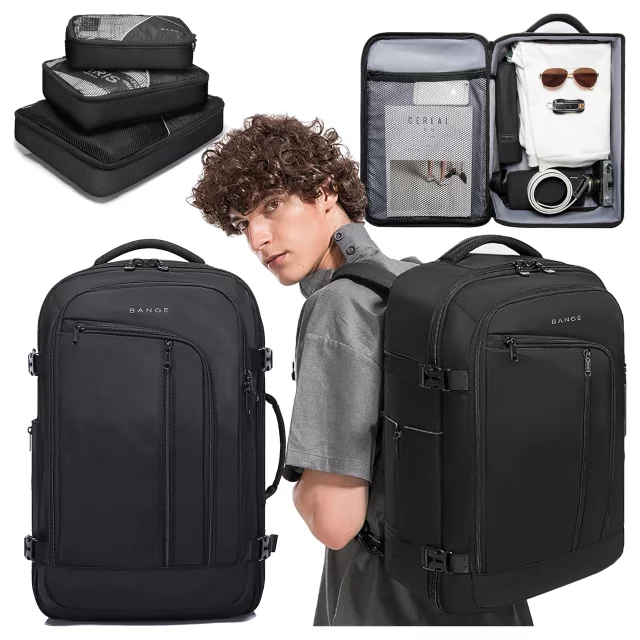Bange Waterproof Backpack for Laptop 15.6" City Travel 45x30x16 cm for Work Airplane Men's Women's with USB Port Black