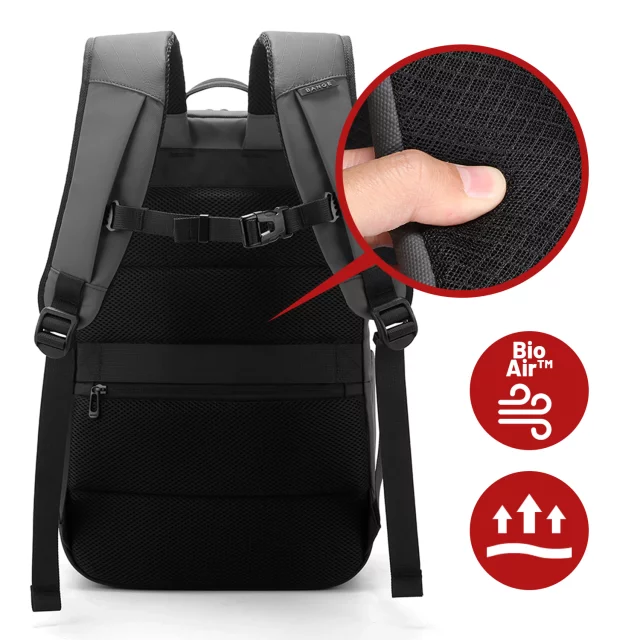Bange 26L wasserdichter Rucksack für Laptops bis 15,6 Zoll – Geräumig und komfortabel, robust und atmungsaktiv, ideal für Stadt und Reisen, Arbeit und Flugreisen, Unisex – Grau