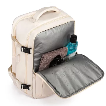 Bange waterproof backpack for a 15.6" laptop, city travel, 46x31.5x20 cm, for work, airplane, men's, women's, with a USB port, beige