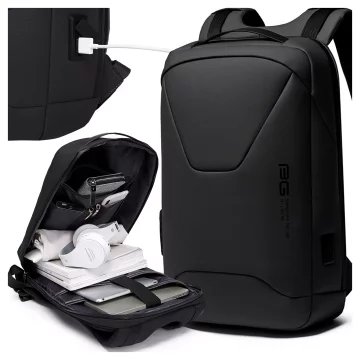 Bange wasserdichter Rucksack für 15,6-Zoll-Laptop, Stadtreisender, 45 x 30 x 16 cm, für Arbeit, Flugzeug, Herren, Damen, mit USB-Anschluss Schwarz