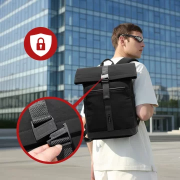 Bange voděodolný batoh na 15,6" notebook, městský cestovatel, 45x30x16 cm, do práce, do letadla, pánské, dámské, s USB portem Černá