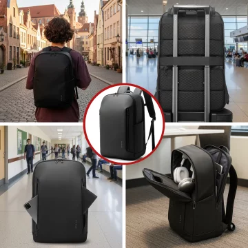 Bange 26L wasserdichter Rucksack für Laptops bis 15,6 Zoll – Geräumig und komfortabel, robust und atmungsaktiv, ideal für Stadt und Reisen, Arbeit und Flugreisen, Unisex – Schwarz