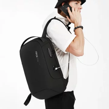 Bange wasserdichter Rucksack für 15,6-Zoll-Laptop, Stadtreisender, 45 x 30 x 16 cm, für Arbeit, Flugzeug, Herren, Damen, mit USB-Anschluss Schwarz