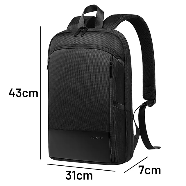 Bange Waterproof Backpack for Laptop 15.6" City Travel 43x31x7 cm for Work Airplane Men's Women's Black