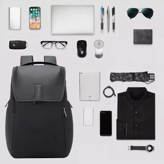 Bange voděodolný batoh taška na notebook 15,6" městský cestovatel 46x30x19 cm do práce školní letadlo pánské dámské Černá