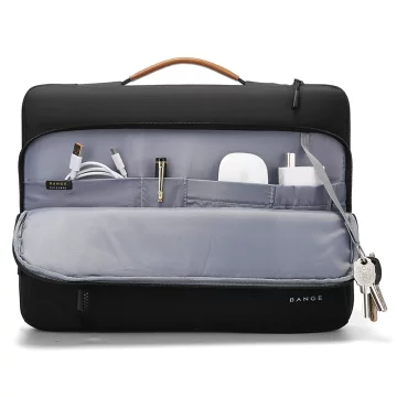 Bange waterproof laptop bag for up to 14" travel 34x26x3.5 cm for work, plane, men's, women's with handle Black