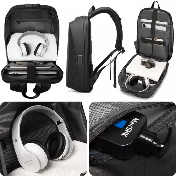 Bange Waterproof Backpack for Laptop 15.6" Travel 47x30x12.5 cm for Work School Airplane Men's Women's USB Anti-theft TSA Code Black