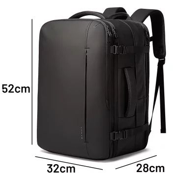 Bange wasserdichter Rucksack für 15,6-Zoll-Laptop, Stadtreisender, 45 x 30 x 16 cm, für Arbeit, Flugzeug, Herren, Damen, mit USB-Anschluss Schwarz