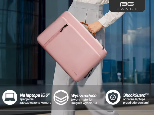 Bange wasserdichte Laptoptasche für Laptops bis 15,6 Zoll – geräumig und komfortabel, robust und atmungsaktiv, ideal für Stadt und Reisen, Büro und Flug, Unisex – Pink