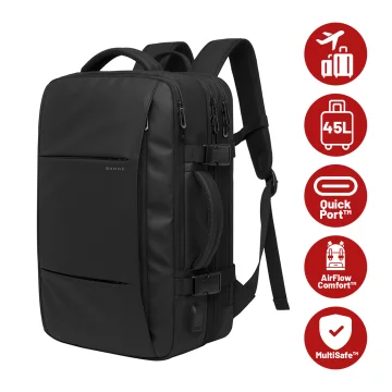 Cestovní batoh Bange BackPack business rozšiřitelný batoh Prostorná taška na 17,3" notebook s USB portem Černá