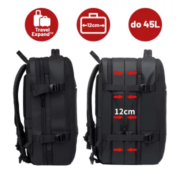 Reiserucksack Bange BackPack Business erweiterbarer Rucksack Geräumige Tasche für 17,3-Zoll-Laptop mit USB-Anschluss Schwarz