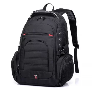 Bange Wasserdichter Rucksack, Laptoptasche, 15 Zoll, Stadtreise, 48 x 35 x 23 cm, für Arbeit, Schule, Flugzeug, Herren, Damen, USB, Schwarz