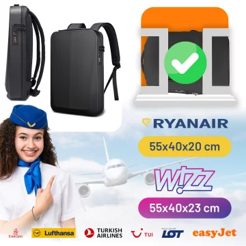 Bange Diebstahlsicherer, wasserdichter Rucksack für 15,6"-Laptops, ideal für Stadtreisen, 46 x 31 x 8 cm, für Arbeit und Flugreisen, für Damen und Herren, mit USB-Anschluss und Zahlenschloss, Schwarz