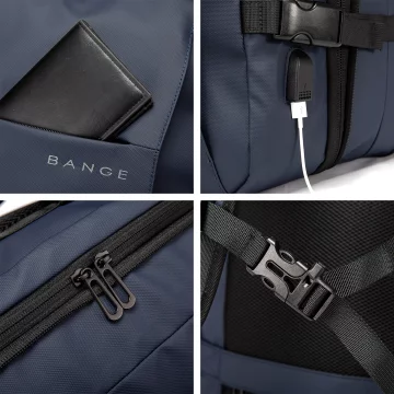 Bange BackPack Cestovní batoh Rozšiřitelný pracovní batoh Prostorná taška na 17,3" notebook s USB portem Tmavě modrá