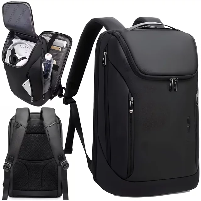 Bange wasserdichter Rucksack, Laptoptasche, 15,6 Zoll, Stadtreisender, 48 x 31 x 16 cm, für Arbeit, Schule, Flugzeug, Herren, Damen, mit USB-Anschluss, Schwarz