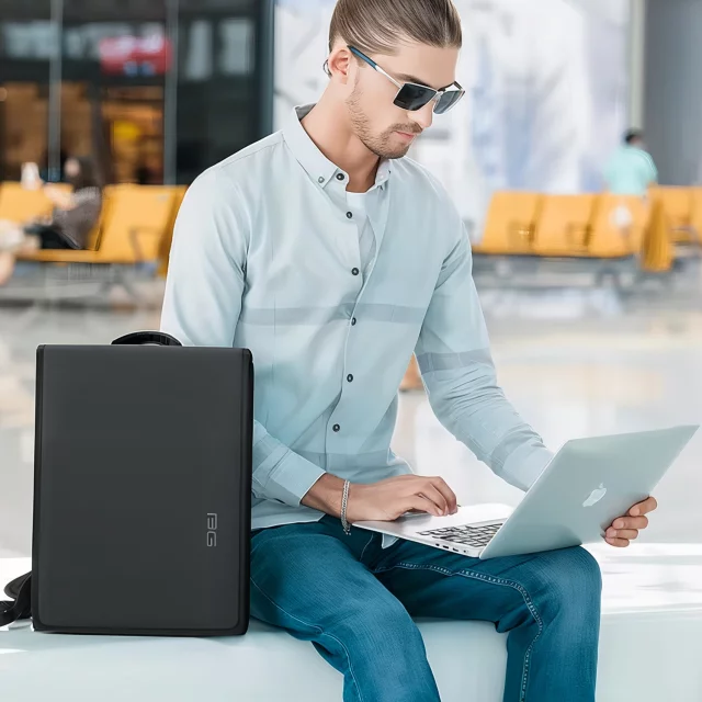 Bange Waterproof Backpack Taška na notebook 14" Urban Travel 39,5x29,5x8 cm pro Work School Airplane Pánské Dámské Slim Černá