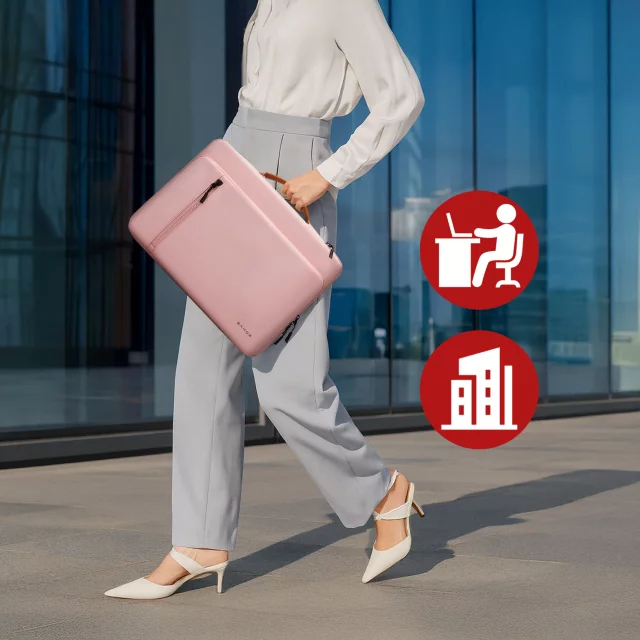 Bange waterproof bag for laptop up to 15.6" - spacious and comfortable, resistant and breathable, city and travel bag for work and plane, unisex - Pink