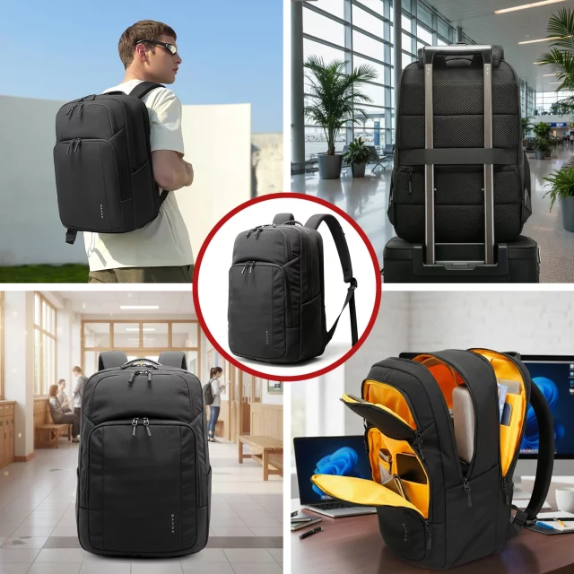 Bange 23L wasserdichter Rucksack für 16,4"-Laptops – Geräumig und komfortabel, robust und atmungsaktiv, ideal für Stadt und Reisen, Arbeit und Flugreisen, Unisex – Schwarz