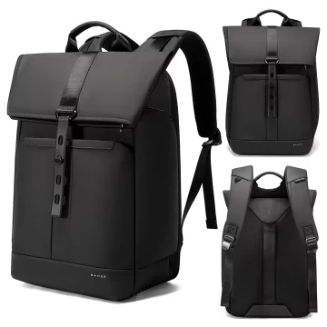 Bange wasserdichter Rucksack für 15,6-Zoll-Laptop, Stadtreisender, 45 x 30 x 16 cm, für Arbeit, Flugzeug, Herren, Damen, mit USB-Anschluss Schwarz