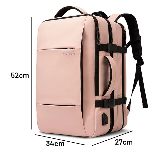 Travel backpack Bange BackPack business expandable backpack Capacious bag for 17.3" laptop with USB port Black