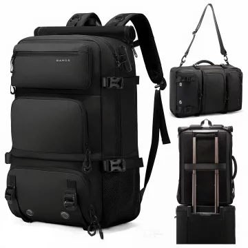 Bange wasserdichter Rucksack für 15,6-Zoll-Laptop, Stadtreisender, 45 x 30 x 16 cm, für Arbeit, Flugzeug, Herren, Damen, mit USB-Anschluss Schwarz