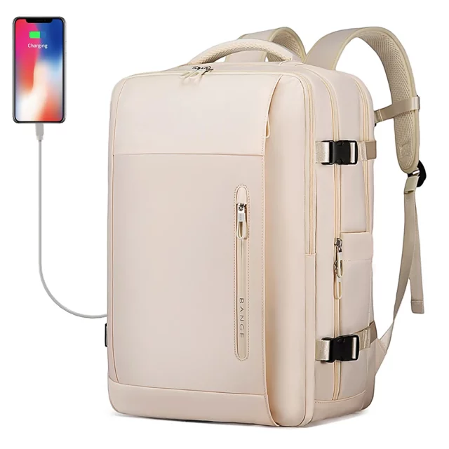 Bange voděodolný batoh na 15,6" notebook, městský cestovatel, 45x30x16 cm, do práce, do letadla, pánské, dámské, s USB portem Černá