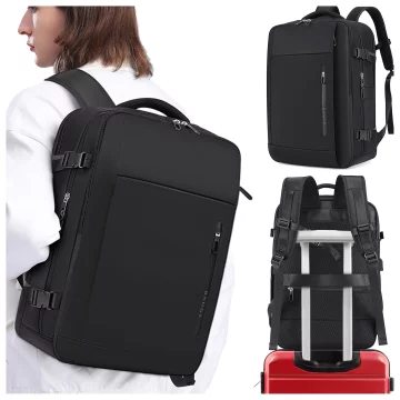 Bange voděodolný batoh na 15,6" notebook, městský cestovatel, 45x30x16 cm, do práce, do letadla, pánské, dámské, s USB portem Černá