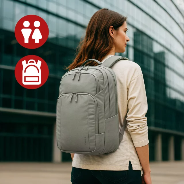 Bange 23L Waterproof Backpack for 16.4" Laptop – Spacious and Comfortable, Resistant and Breathable, City and Travel for Work and Airplane, Unisex – Gray