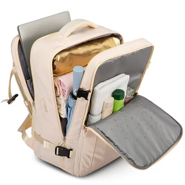 Bange wasserdichter Rucksack für 15,6-Zoll-Laptop, Stadtreisender, 45 x 30 x 16 cm, für Arbeit, Flugzeug, Herren, Damen, mit USB-Anschluss Schwarz
