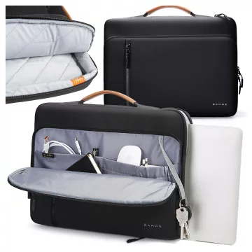 Voděodolná brašna na notebook Bange pro cestování do 14" 34x26x3,5 cm do práce, do letadla, pánská, dámská s rukojetí, černá