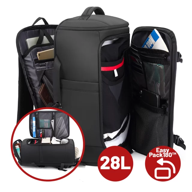 Bange Waterproof Backpack for Laptop 15.6" City Travel 45x30x16 cm for Work Airplane Men's Women's with USB Port Black