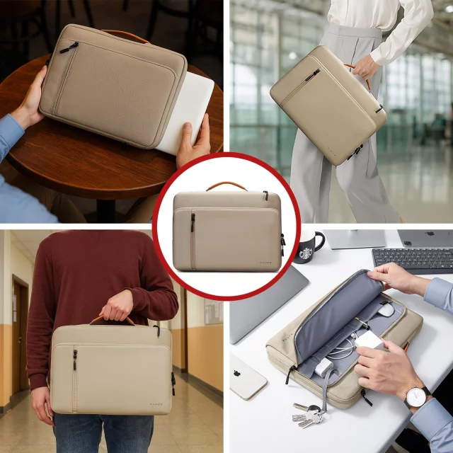 Torba wodoodporna Bange na laptopa do 15.6" – pojemna i wygodna, odporna i oddychająca, miejska i podróżna do pracy i samolotu, unisex – Beżowa