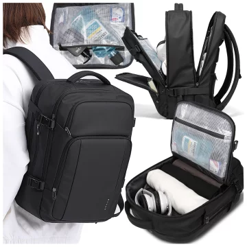 Bange Waterproof Backpack for Laptop 15.6" City Travel 45x30x16 cm for Work Airplane Men's Women's with USB Port Black